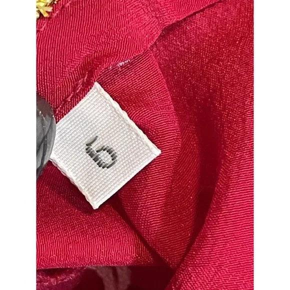 Vintage TAHARI Hot Pink & Gold 100% SILK Women Blouse Top Size 6 - Picture 6 of 11